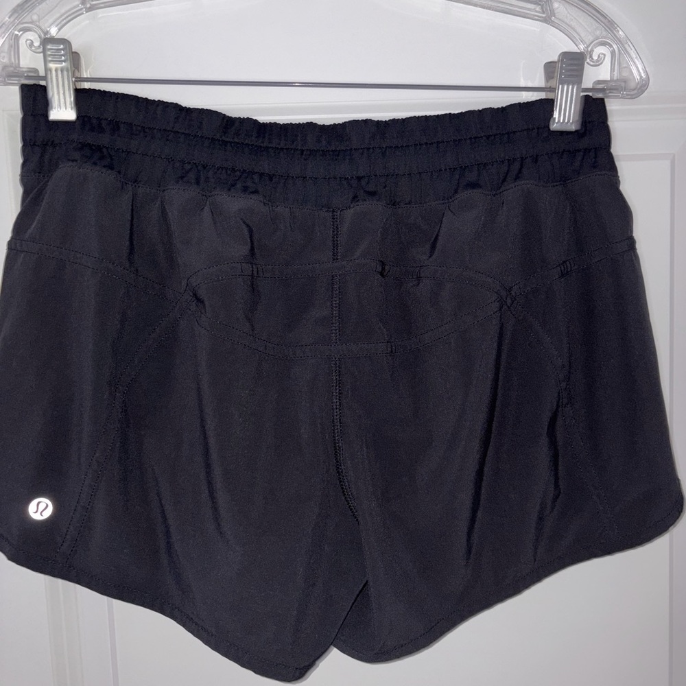 lululemon athletica Black Athletic Shorts with Reflective Logo size 10 LIKE NEW